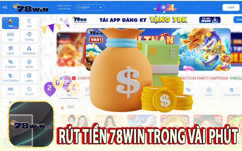 Rút tiền 78Win trong vài phút